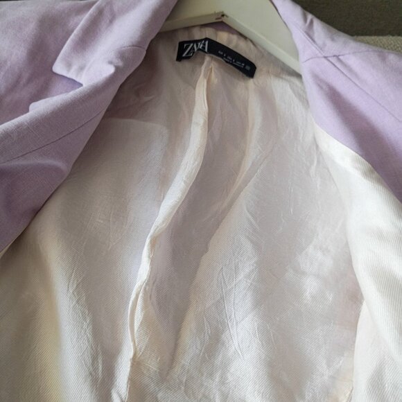 ZARA Women’s Lilac Double Breasted Front Button Blazer Chic | Size S - Picture 9 of 10